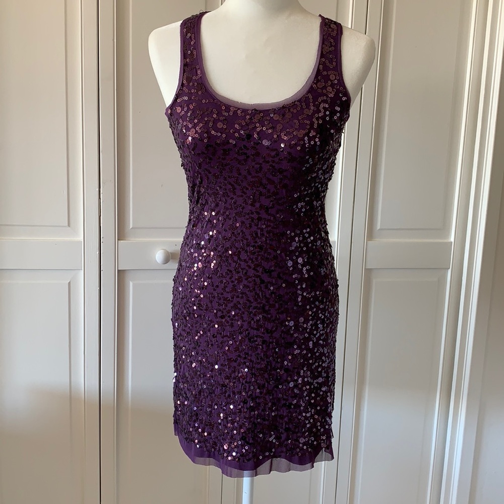 MAX STUDIO PURPLE SEQUIN RACER BACK DRESS